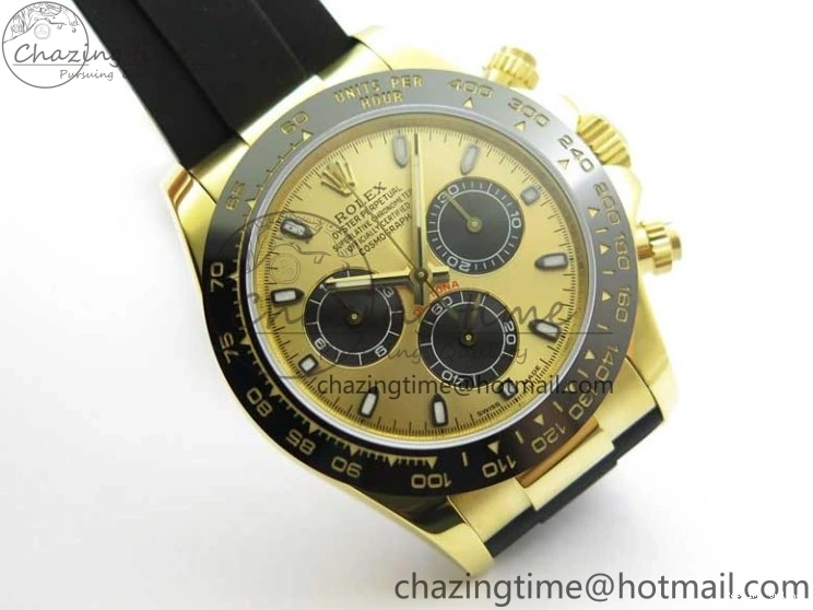 0501 Sporty Daytona 116518 KKF 1:1 Best Edition 904L Steel YG Black Dial on Rubber Strap A 2455
